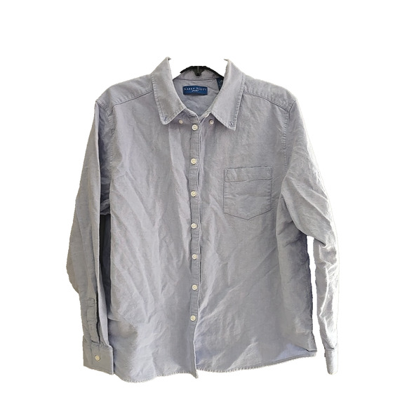 Karen Scott Blue Pocket Long Sleeve Work Casual Button Down Shirt Womans Size XL - Picture 1 of 3